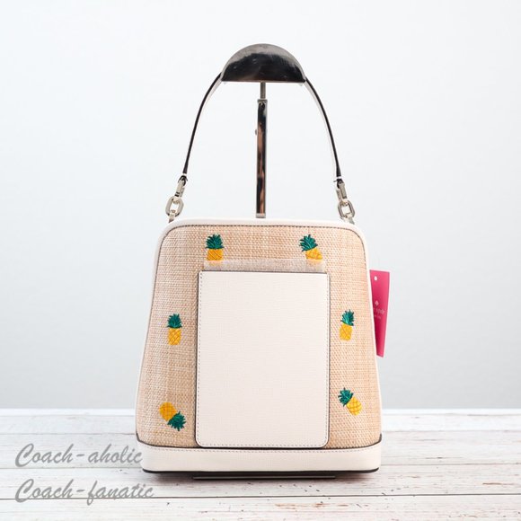 NWT Kate Spade Darcy Pineapple Embroidered Bucket Bag Crossbody & Wallet *SET* - Picture 8 of 16